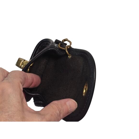 90s Coach Vintage Black Leather Mini City Bag Coin Purse Keychain Fob Charm - Picture 7 of 15